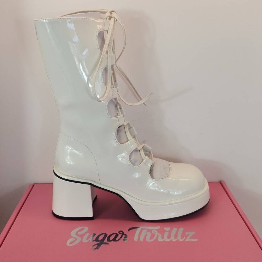 Dolls Kill Fateful Fortnight Lace-Up Boots Sugar Thrillz Size 10 M